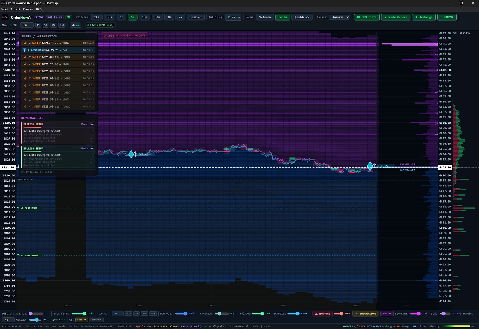 WebGL heatmap with live orders